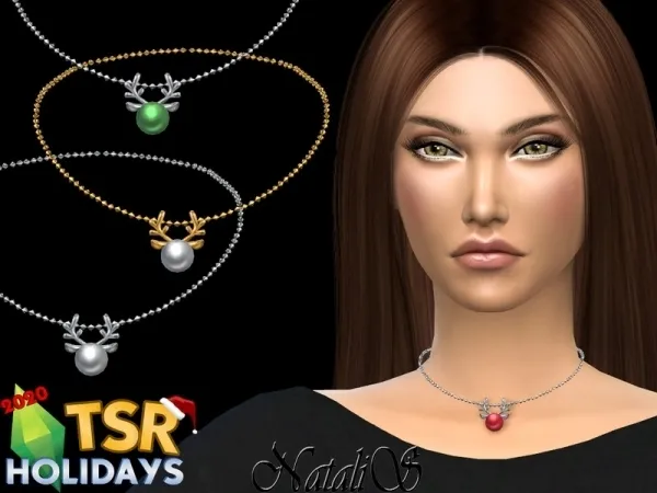 Alpha Holiday Wonderland_NataliS_ Xmas reindeer choker - The Sims 4 Custom Content