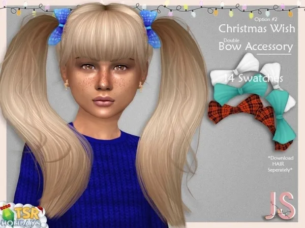Alpha JavaSims' Holiday Wonderland Christmas Wish Hair Bow Accessory (2) - The Sims 4 Custom Content