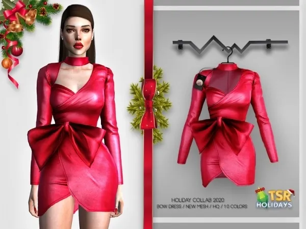 Alpha busra tr's Holiday Wonderland Bow Dress BD373 - The Sims 4 Custom Content