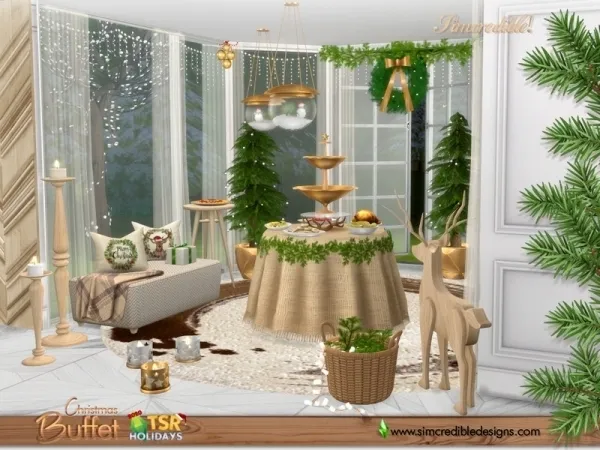 Maxis Match SIMcredible's Holiday Wonderland Christmas Buffet - The Sims 4 Custom Content