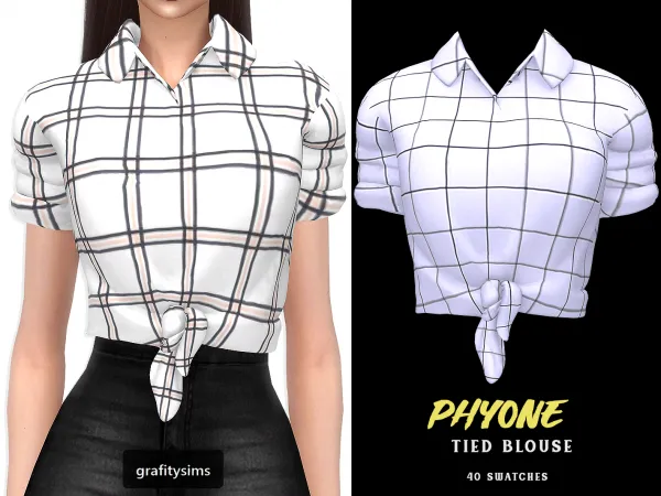 Alpha Phyone Tied Blouse - The Sims 4 Custom Content
