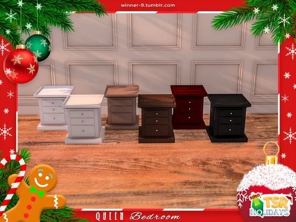 Holiday Wonderland Queen Bedside table - The Sims 4 Custom Content