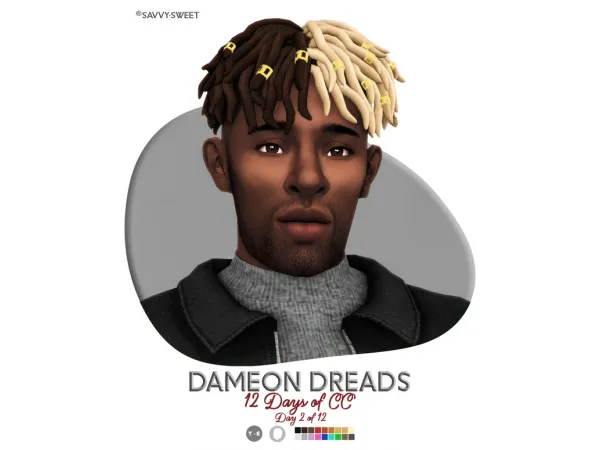 Alpha Dameon Dreads Ebonixsims Retexture by SavvySweet - The Sims 4 Custom Content