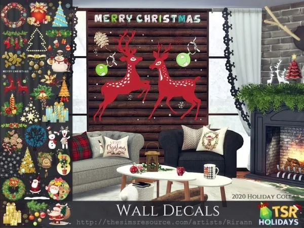 Maxis Match Rirann's Holiday Wonderland Wall Decals - The Sims 4 Custom Content