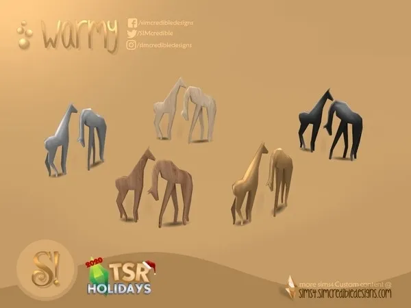 Holiday Wonderland Warmy Animal sculptures - The Sims 4 Custom Content