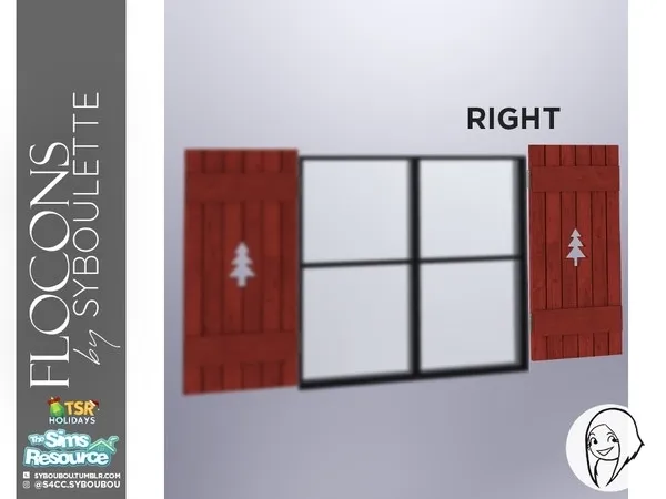 Holiday Wonderland Flocons Shutter (right) - The Sims 4 Custom Content