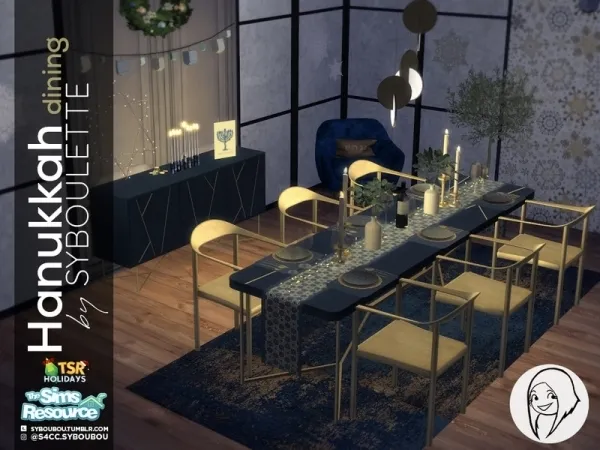 Alpha Syboubou's Holiday Wonderland Hanukkah Dining Set - The Sims 4 Custom Content
