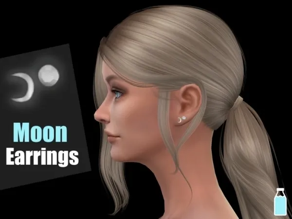 Alpha Blue_Milk's Moon Earrings - The Sims 4 Custom Content