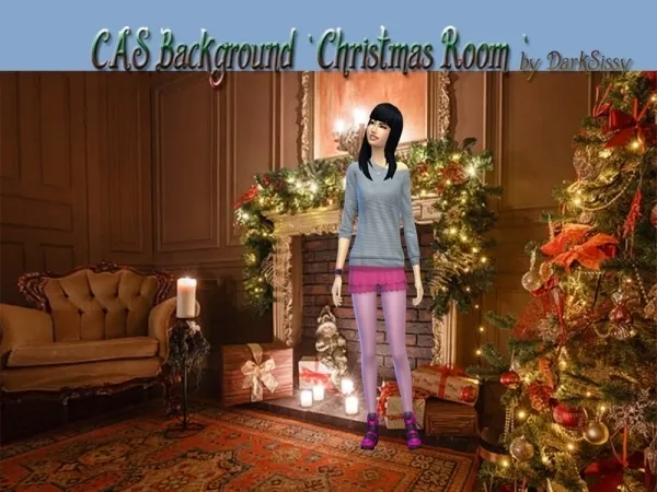 Alpha DarkSissy's CAS Background Christmas Room - The Sims 4 Custom Content