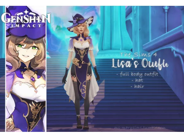 Maxis Match Lisas Outfit from Genshin Impact by MS Mary Sims - The Sims 4 Custom Content
