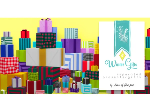 Maxis Match Winter Gifts separated presents by dew of the sea - The Sims 4 Custom Content
