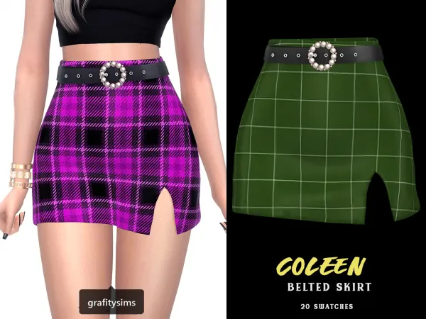 Alpha Coleen Belted Skirt - The Sims 4 Custom Content
