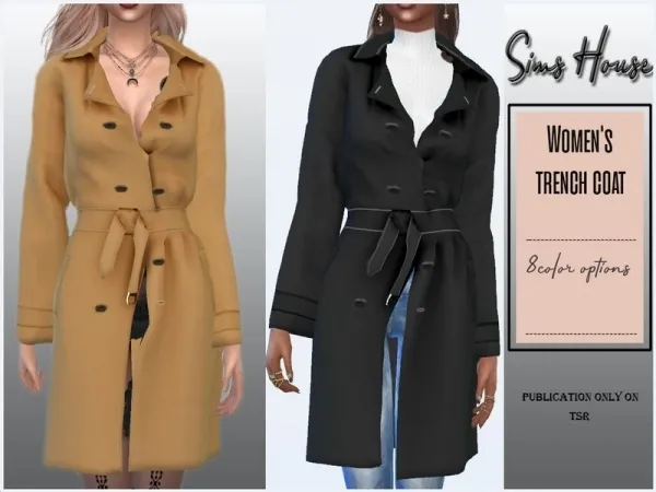 Alpha Sims House's Women's trench coat - The Sims 4 Custom Content