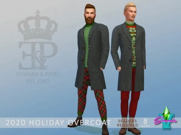 Maxis Match SimmieV's Edward Piers Holiday Overcoat - The Sims 4 Custom Content