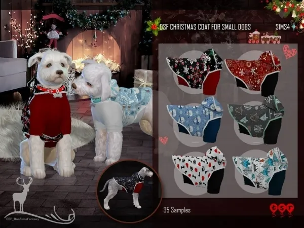 Alpha DanSimsFantasy's DSF CHRISTMAS COAT FOR SMALL DOGS - The Sims 4 Custom Content