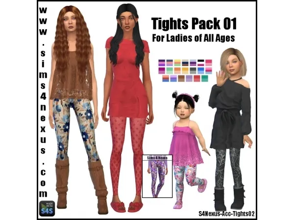 Alpha Tights Pack 01 For Ladies of All Ages - The Sims 4 Custom Content