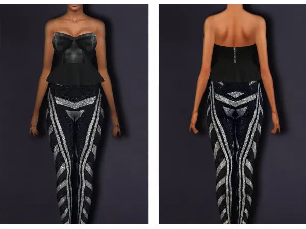 Ruffle Top and Philipp Plein Highwaist Glitter Leggings - The Sims 3 Custom Content