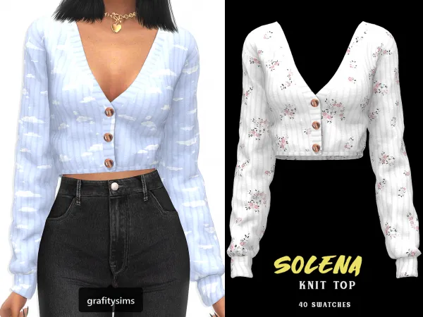Maxis Match Solena Knit Top - The Sims 4 Custom Content