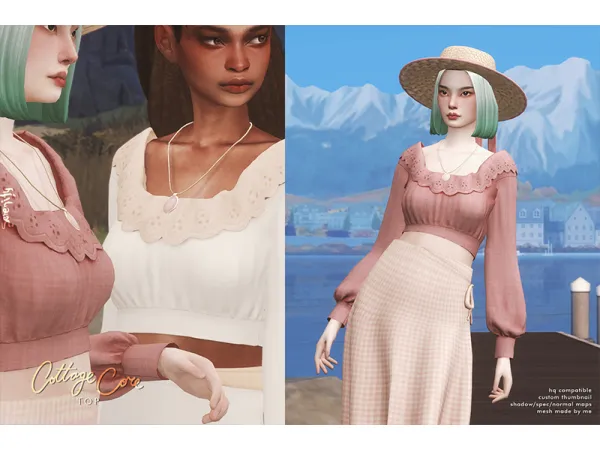 Alpha Cottage Core Top01 - The Sims 4 Custom Content