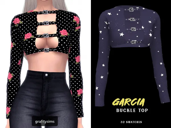 Alpha Garcia Buckle Top - The Sims 4 Custom Content