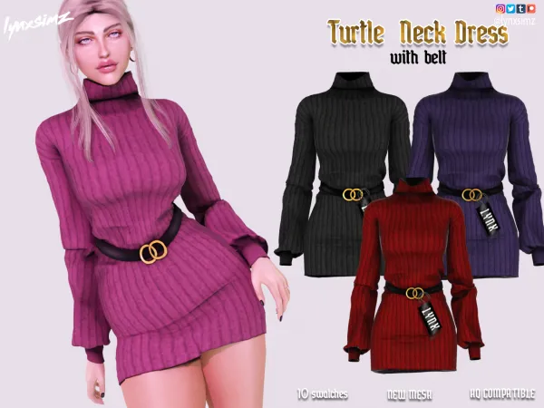 Alpha Lynxsimz Turtle Neck Dress by lynxsimz - The Sims 4 Custom Content