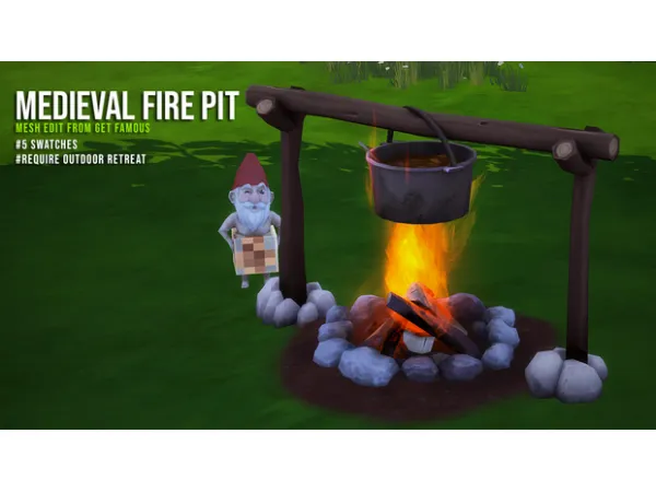 Maxis Match Medieval fire pit by megukiru - The Sims 4 Custom Content