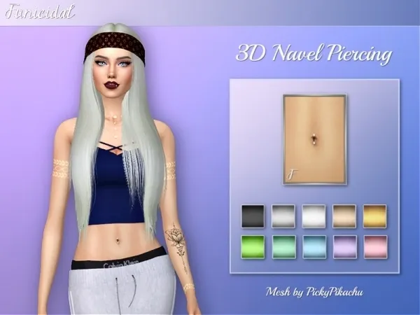 Alpha Funicidal's 3D Navel Piercing - The Sims 4 Custom Content