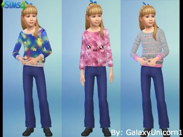 Maxis Match GalaxyUnicorn1's Graphic Sweatshirt For Kids 02 - The Sims 4 Custom Content