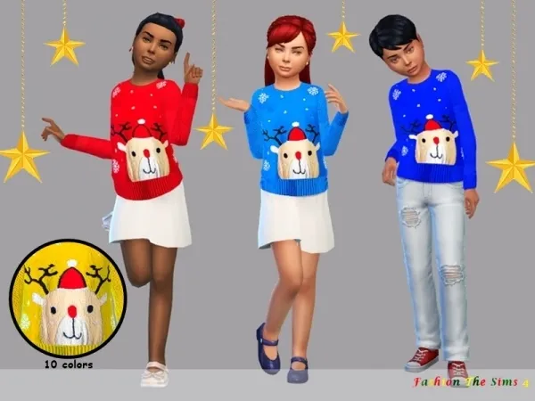 Maxis Match LYLLYAN's Child's Christmas sweater - The Sims 4 Custom Content