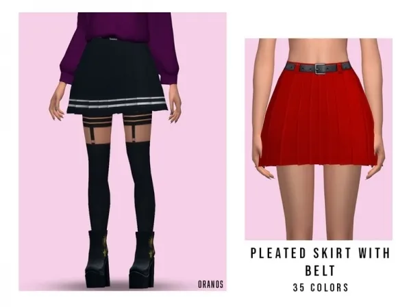 Maxis Match OranosTR's Pleated Skirt With Belt - The Sims 4 Custom Content