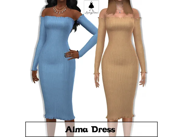 Alpha Alma Dress by lumysims - The Sims 4 Custom Content