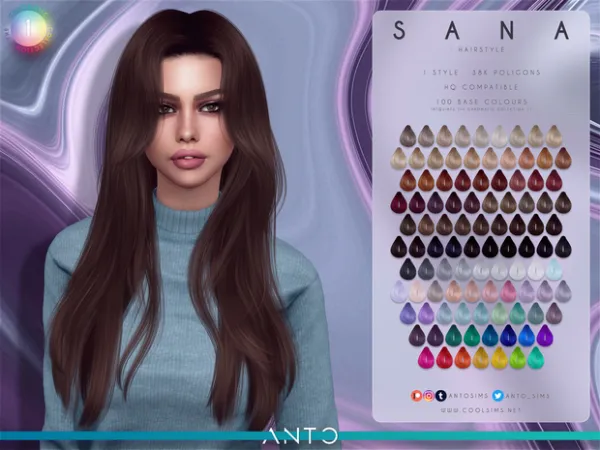 Alpha Sana hairstyle by antosims - The Sims 4 Custom Content