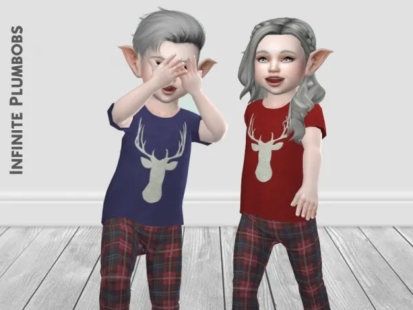 Maxis Match InfinitePlumbobs' IP Toddler Christmas Sleepwear Top - The Sims 4 Custom Content
