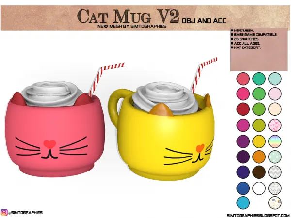 Alpha Cat Mug V2 (Obj and Acc) - The Sims 4 Custom Content