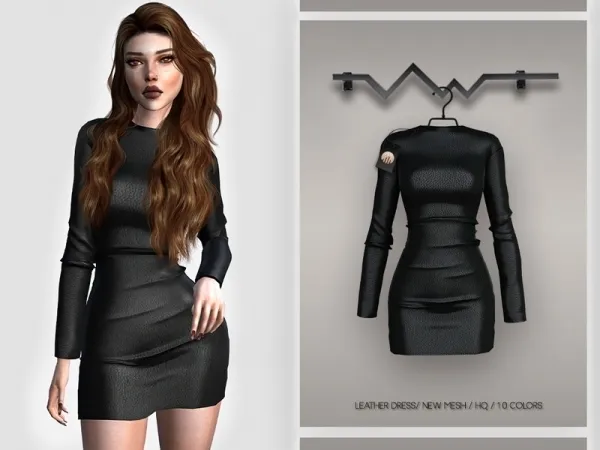 Alpha busra tr's Leather Dress BD388 - The Sims 4 Custom Content