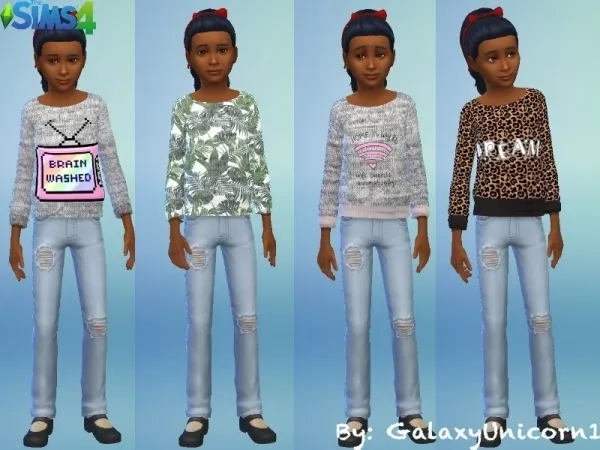 Maxis Match GalaxyUnicorn1's Graphic Sweatshirt For Kids 04 - The Sims 4 Custom Content