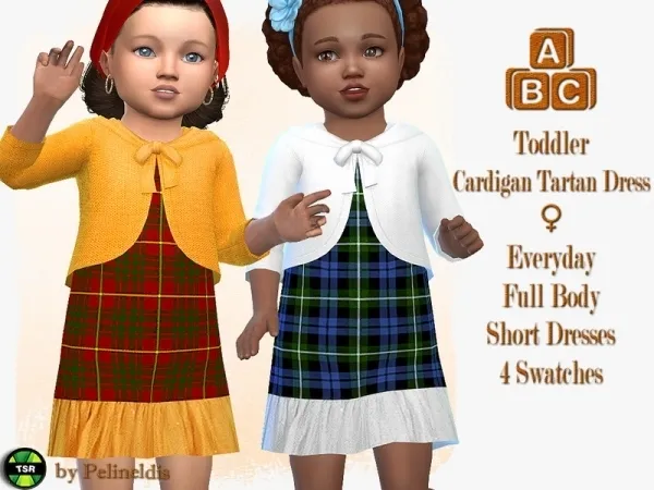 Alpha Pelineldis' Tartan Dress with Cardigan Needs SP Toddler - The Sims 4 Custom Content