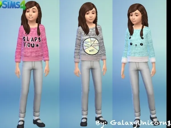 Alpha GalaxyUnicorn1's Graphic Sweatshirt For Kids 05 - The Sims 4 Custom Content