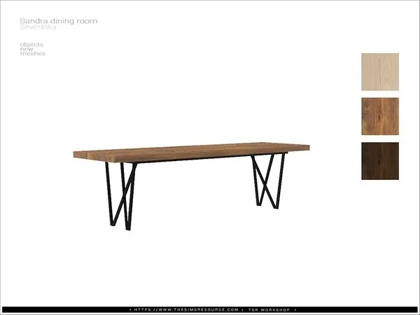 [Sandra diningroom] dining table long - The Sims 4 Custom Content