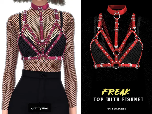 Alpha Freak Top with Fishnet - The Sims 4 Custom Content