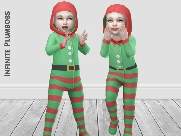 Alpha InfinitePlumbobs' IP Toddler Christmas Elf Onesie - The Sims 4 Custom Content