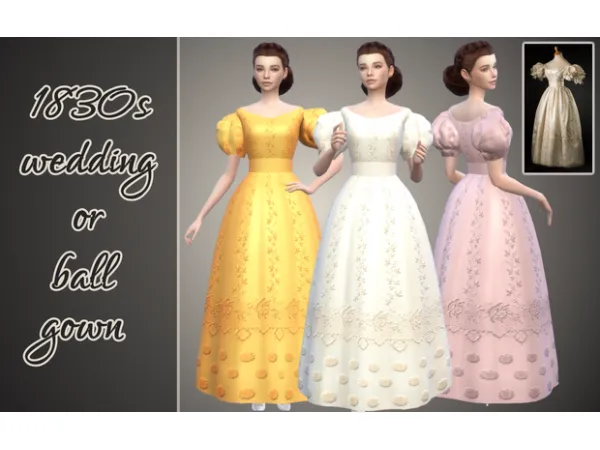 Maxis Match 1830s weddingball gown by Vintage Simstress - The Sims 4 Custom Content