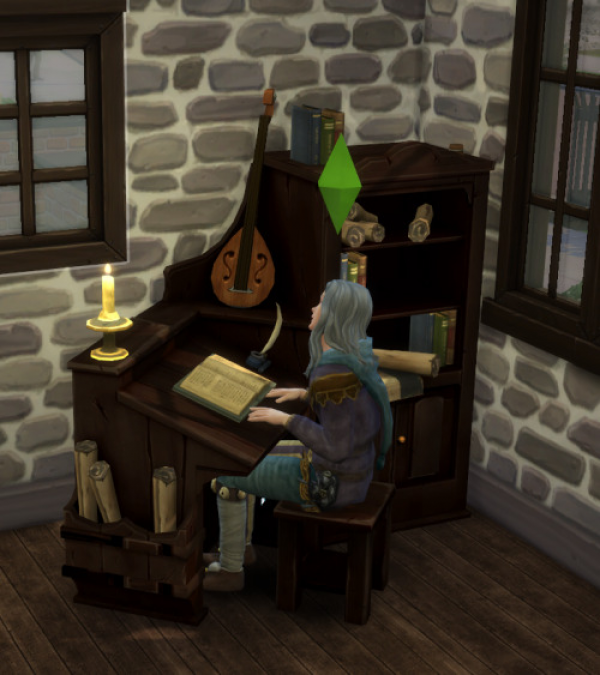 Alpha TSM Bard Archive Desk and more by simsfinds - The Sims 4 Custom Content