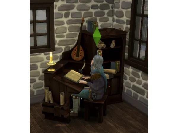 Alpha TSM Bard Archive Desk and more by Medieval Sim Tailor - The Sims 4 Custom Content