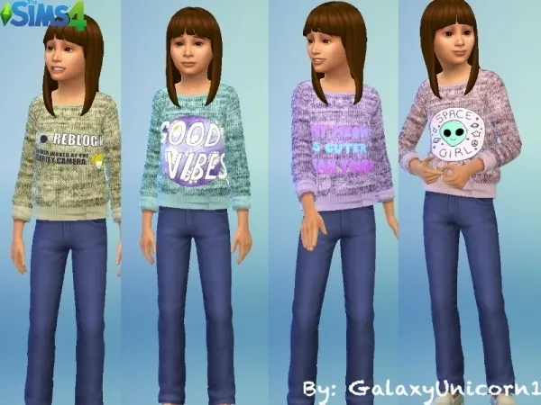 Alpha GalaxyUnicorn1's Graphic Sweatshirt For Kids 07 - The Sims 4 Custom Content