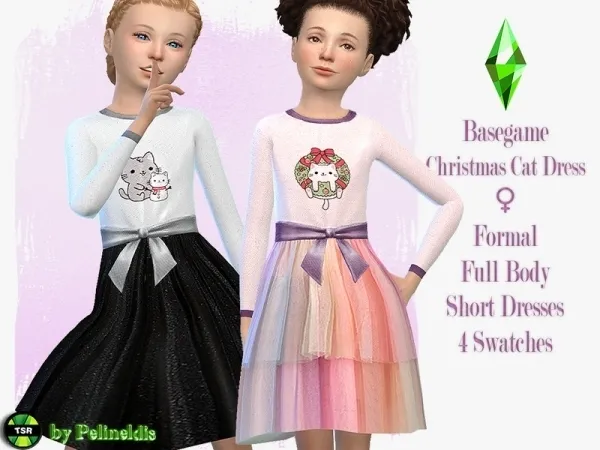 Maxis Match Pelineldis' Festive Dress Christmas Cat - The Sims 4 Custom Content