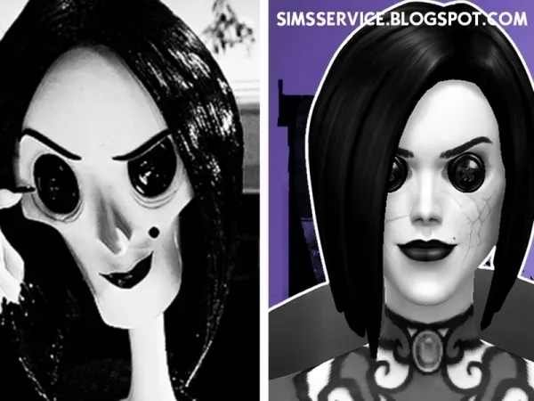 Alpha annewellen's Button Eyes Coraline - The Sims 4 Custom Content