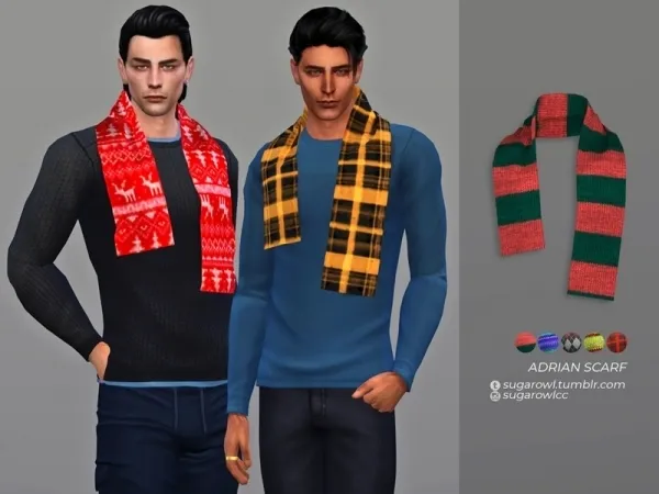 Alpha sugar owl's Adrian scarf - The Sims 4 Custom Content