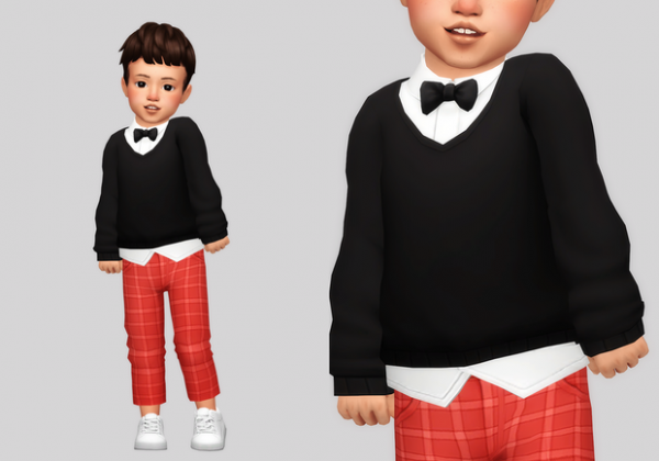 Maxis Match bowtie pullover by simsfinds - The Sims 4 Custom Content