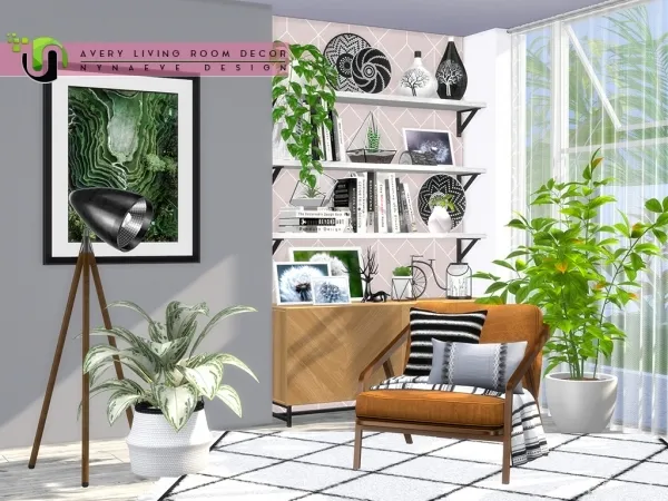 Alpha Avery Living Room Decor - The Sims 4 Custom Content